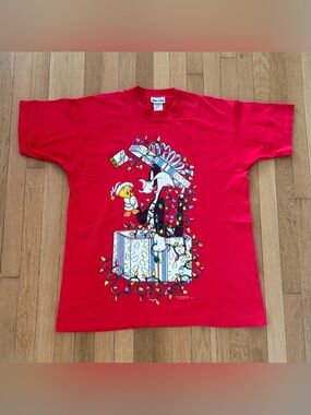 Vintage Jerry Leigh Single Stitch Shirt Tweety And Sylvester Christmas 1994 OSFA